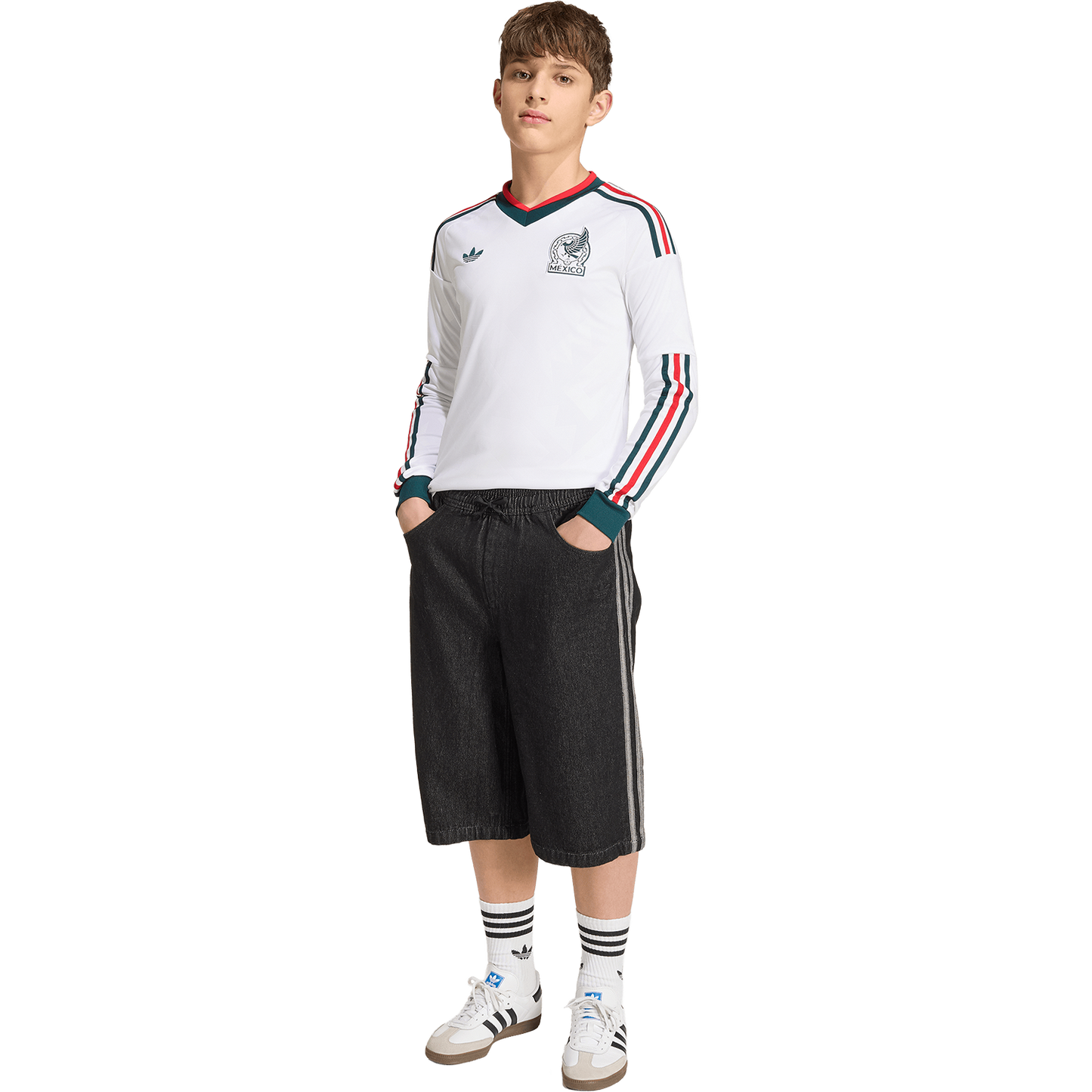 adidas Youth Mexico Away 2026 Stadium Long Sleeve Jersey